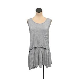 Latched Mama‎ Nursing Tank Top Womens XL Gray Stripe Layered Maternity Shirt